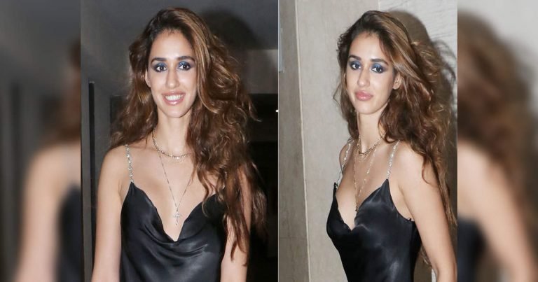disha patani hot and sexy photos: lifestyle disha patani hot look in black plunging neckline short dress