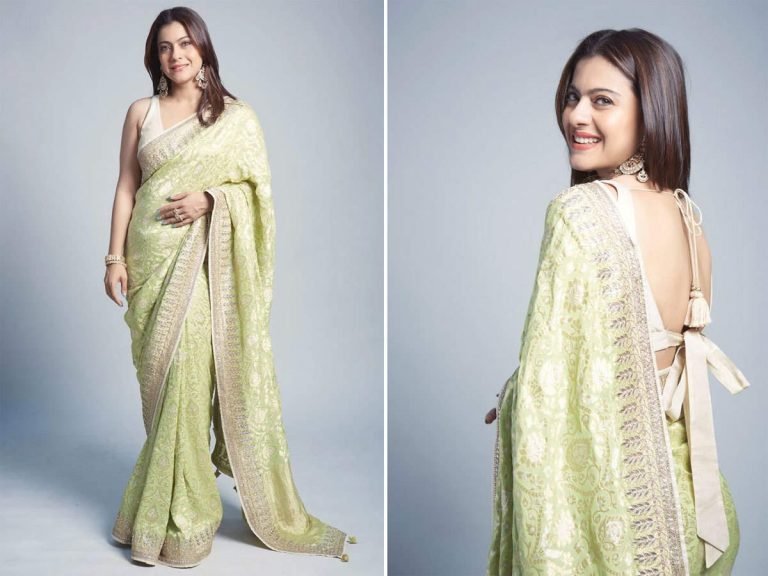 kajol anita dongre saree: बनारसी सिल्क साड़ी में काजोल की ब्यूटी चुरा लेगी दिल, 45 की उम्र में लग रहीं 25 की – kajol looks beautiful in anita dongre lemon green silk saree