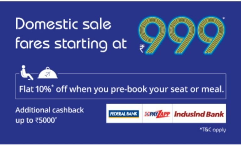 Indigo’s sale ends in few hours, an air ticket for ₹ 999 – सिर्फ कुछ घण्टे और है इंडिगो की सेल, ₹999 में मिलेगा एयर टिकिट!
