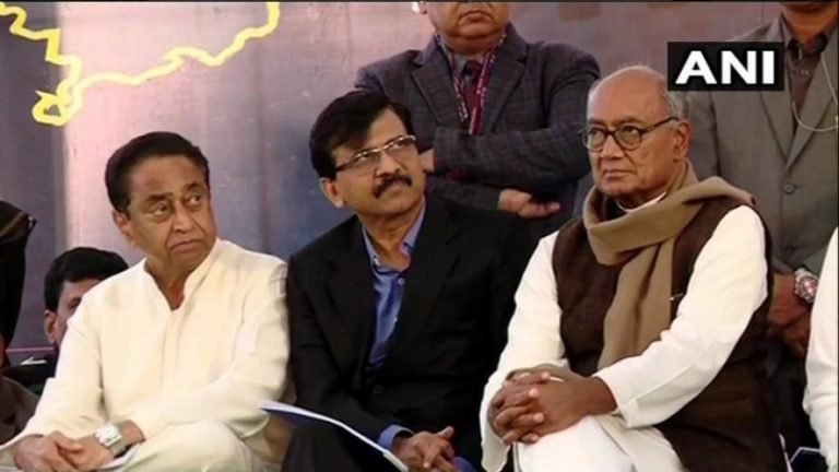 Madhya Pradesh Cm Kamal Nath Congress Leader Digvijaya Singh And Shiv Sena Mp Sanjay Raut At Andhra Pradesh Cm Kp | नायडू के समर्थन में साथ आए BJP की समर्थक पार्टी शिवसेना के सांसद संजय राउत