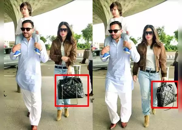 Chanel लेदर बैग विद गोल्ड टोन मेटल लोगो