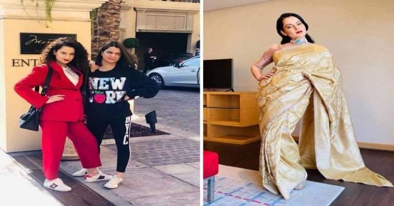 Kangana Ranaut: घर के फंक्शन में जब कंगना रनौत को अपनी ही बहन रंगोली से उधार मांगनी पड़ गई साड़ी, देखिए तस्वीरें – kangana ranaut wear rangoli chandel a paithani saree