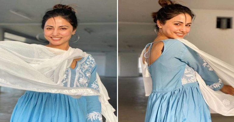 Hina khan repeat her white kurta with different Pyjama