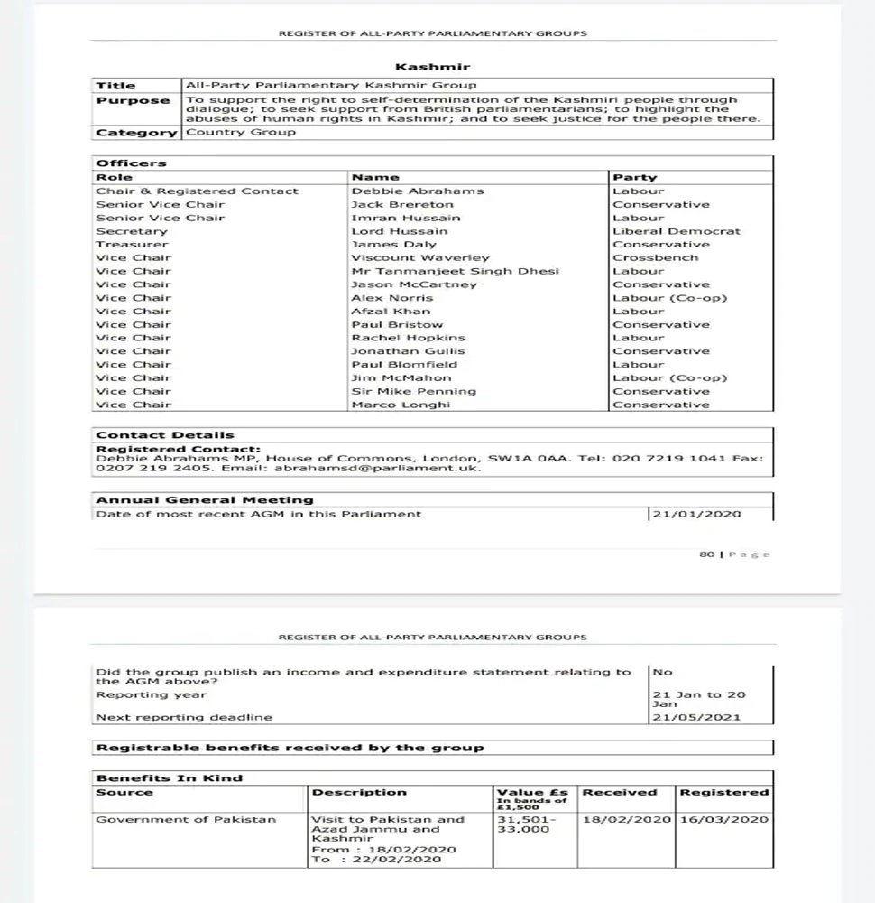 Pakistan paid 30 lakhs rupees to British All Party Parliamentary Kashmir Group to visit PoK Pakistan paid 30 lakhs rupees to British All Party Parliamentary Kashmir Group to visit PoK