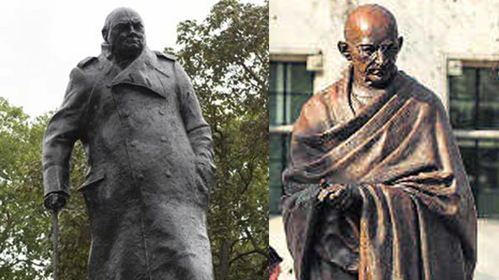 Statues of Gandhi and Winston Churchill may be demolished in United Kingdom | United Kingdom में Gandhi जी और Winston Churchill की मूर्तियां गिराईं जा सकती हैं, ये है वजह