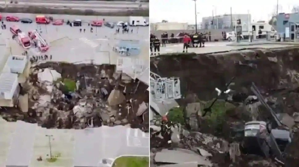 20-foot deep sinkhole in the car parking of Italy’s hospital, the way for the building of COVID patients closed temporary | Italy के हॉस्पिटल की कार पार्किंग में हुआ 20 फीट गहरा गड्ढा, COVID रोगियों की बिल्डिंग का रास्‍ता बंद