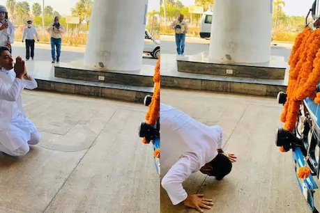 मेयर एजाज ढेबर  कोरोना वैक्सीन वाली गाड़ी को किया प्रणाम. 