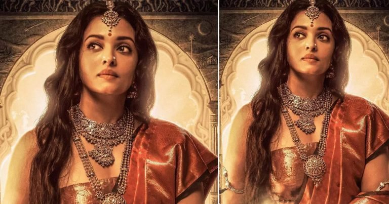 aishwarya rai bachchan as queen nandini, माथे पर लाल बिंदी-बिन ब्लाउज के साड़ी और गहने पहनी ऐश्वर्या राय बच्चन, बॉलीवुड में वापसी करते ही तोड़ देंगीं सबका गुमान – aishwarya rai bachchan is the epitome of beauty in silk saree as she queen nandini in mani ratnams film ponniyin selvan