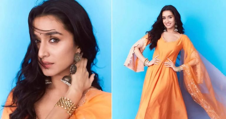 shraddha kapoor in orange suit, रेशम की कुर्ती पहनकर श्रद्धा कपूर ने अपनी सादगी से तोड़ डाला सबका गुमान, बिना कमर दिखाए मचा दिया हल्ला – lifestyle beautiful shraddha kapoor rocked an orange anarkali suit from the label devnaagri
