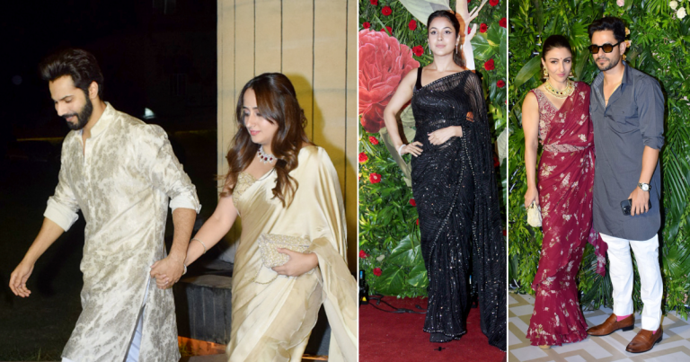 diwali party celebs looks 2022 katrina kaif, न कटरीना न कोई और हसीना, सज-धज कर पहुंची वरुण धवन की दुल्हनियां ने दिवाली पार्टी में गिराईं बिजलियां – diwali party 2022 all celebs looks stylish but varun dhawan wife natasha dalal caught limelight in golden silk saree