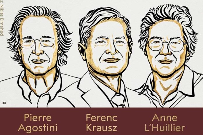 Pierre Agostini, Ferenc Krausz and Anne L'Huillier get the Nobel Prize in Physics