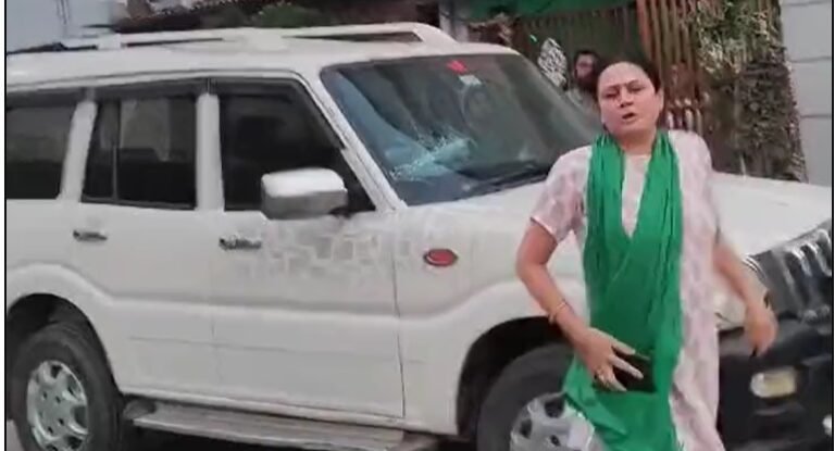Woman's rangoli gets washed in Gadarwara, aunty breaks car