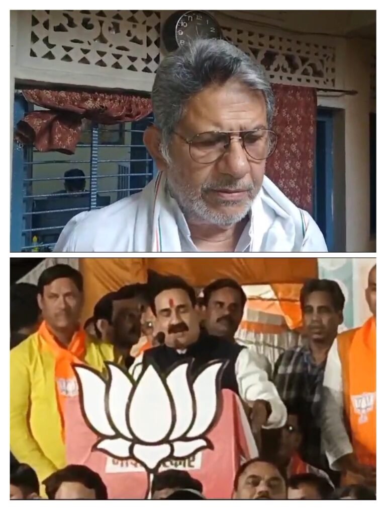 सी.एम की सभा में एक्स होम मिनीसस्टर डां नरोत्तम मिश्रा ने राजेंद्र भारती से पूछा विधायक निधि का हिसाब। भारती ने किया पलटवार, आचार संहिता लगी है, आपको इतना भी नही पता जनाब।