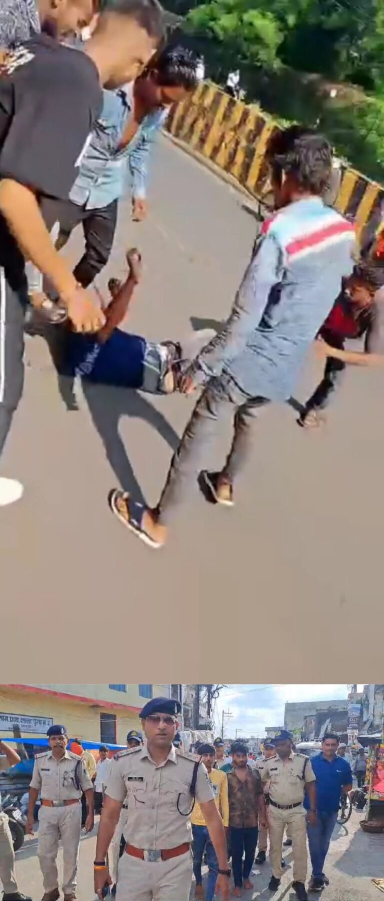 जबलपुर,बीच सड़क युवक को तालिबानी सजा देने बाले आरोपियों का पुलिस ने निकाला जुलूस