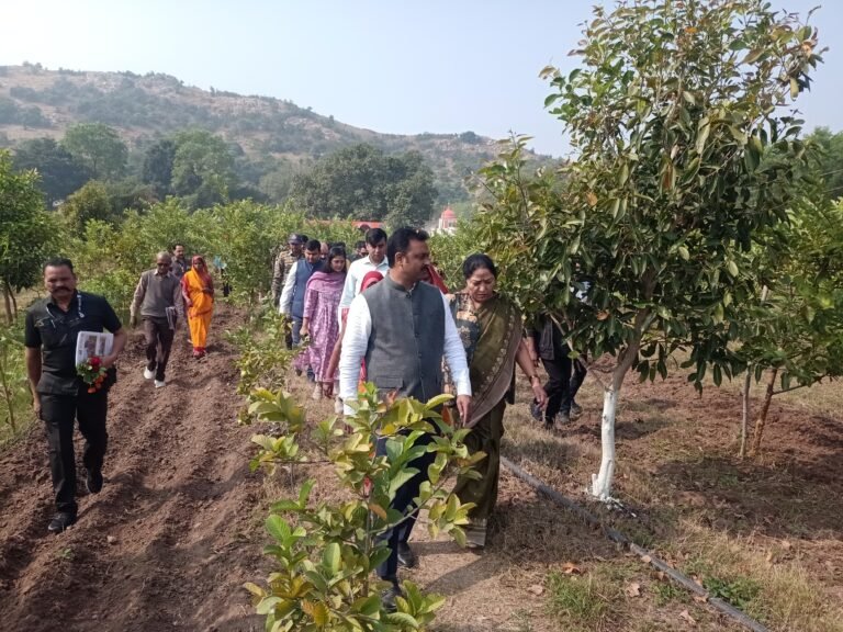 केन्द्रीय राज्यमंत्री ने ग्राम हतना आंगनबाड़ी केन्द्र एवं खोंप के फ्रूट फॉरेस्ट का किया निरीक्षण