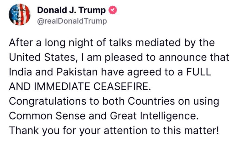 भारत-पाकिस्तान सीज़फायर के लिए राजी: डोनाल्ड ट्रंप