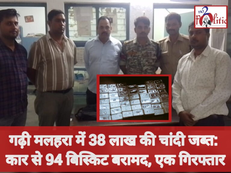 गढ़ी मलहरा में 38 लाख की चांदी जब्त: कार से 94 बिस्किट बरामद, एक गिरफ्तार