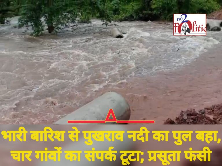 भारी बारिश से पुखराव नदी का पुल बहा, चार गांवों का संपर्क टूटा; प्रसूता फंसी