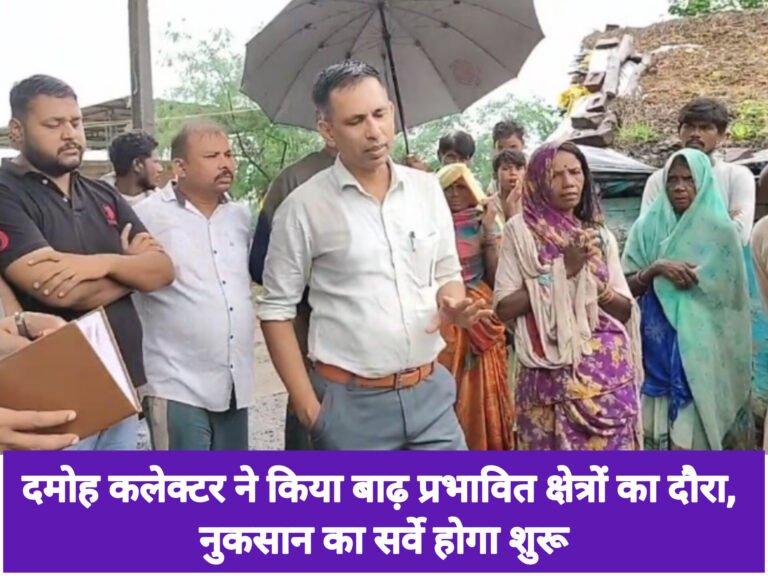दमोह कलेक्टर ने किया बाढ़ प्रभावित क्षेत्रों का दौरा, नुकसान का सर्वे होगा शुरू