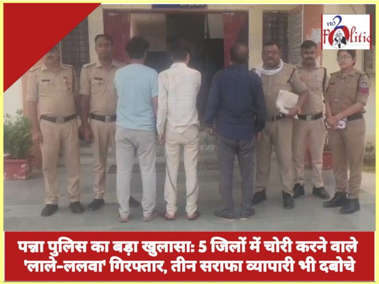पन्ना पुलिस का बड़ा खुलासा: 5 जिलों में चोरी करने वाले ‘लाले-ललवा’ गिरफ्तार, तीन सराफा व्यापारी भी दबोचे
