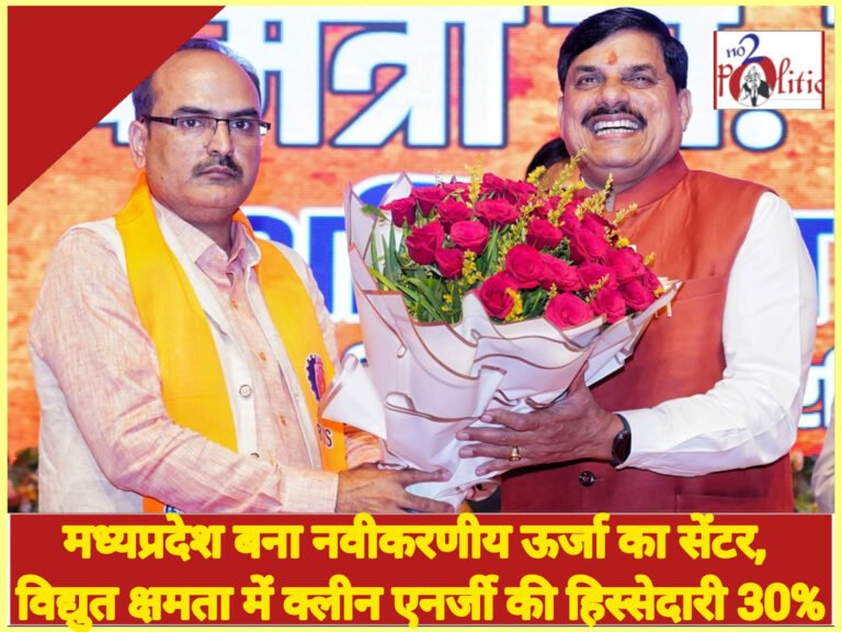 मध्यप्रदेश बना नवीकरणीय ऊर्जा का सेंटर, विद्युत क्षमता में क्लीन एनर्जी की हिस्सेदारी 30%