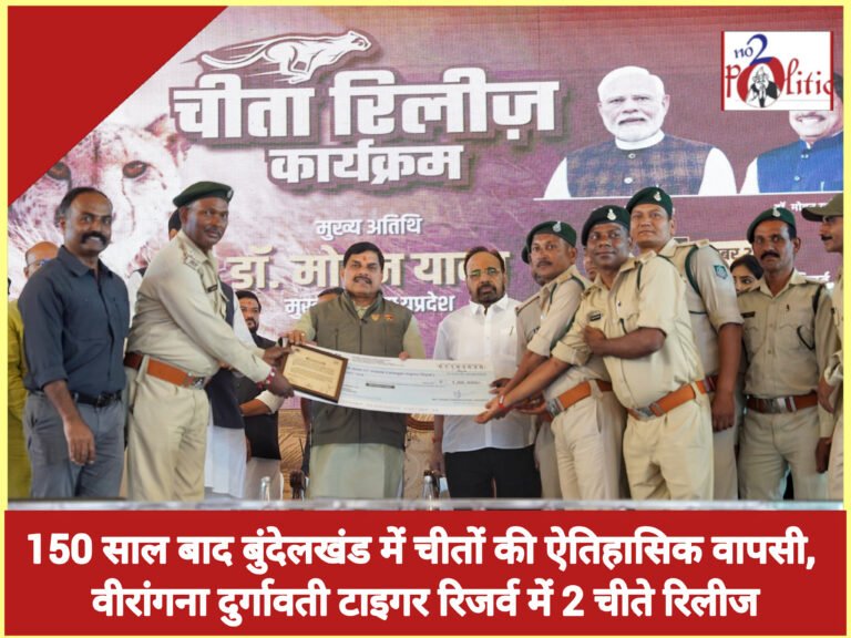 150 साल बाद बुंदेलखंड में चीतों की ऐतिहासिक वापसी, वीरांगना दुर्गावती टाइगर रिजर्व में 2 चीते रिलीज